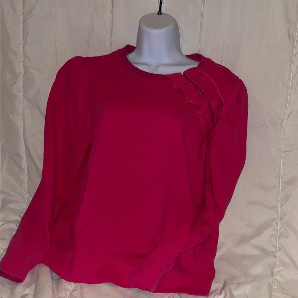 Milly Fuchsia Ruffle Sweatshirt - Picture 1 of 3